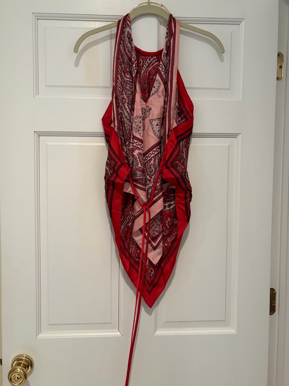 Diane Von Furstenberg Red Paisley Halter Scarf Top - Picture 12 of 14
